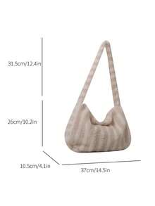 毛絨大容量手提肩袋,秋冬新設計,適用於女性購物/約會使用