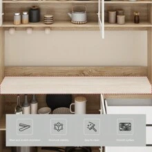 74.8" Tall Kitchen Pantry Cabinet with 4 Drawers, 4 Doors & Microwave Stand, Freestanding Hutch Cabinet with Buffet Cupboard for Kitchen, Dinningroom