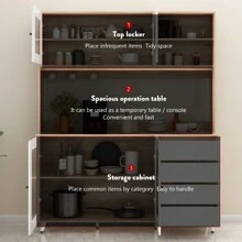 74.8" Tall Kitchen Pantry Cabinet with 4 Drawers, 4 Doors & Microwave Stand, Freestanding Hutch Cabinet with Buffet Cupboard for Kitchen, Dinningroom