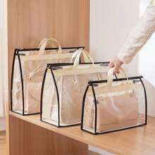 1個大型pvc透明防塵袋,適用於手提包收納,女性衣櫥儲物的掛式防水袋 - 黑色 - 查看 3