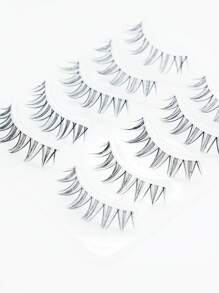 全假睫毛5對人造貂毛假睫毛自然柔軟隱形乾淨柔軟帶假睫毛 - 尖尾漫畫款 - 查看 3