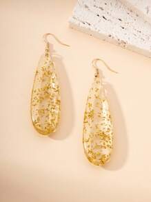 1對原創歐美設計的膠體 & 樹脂吊墜耳環,長髮銀色飾品,適合約會