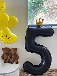 40英寸黑色皇冠形狀0-9數字乳膠氣球,生日主題派對裝飾用於室外婚禮和其他活動