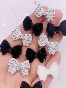 20pcs Random Mix Color Resin Shiny Butterfly With Rhinestone Decor Sticker For Diy Scrapbook, Mobile Phone Case, Decor, Earring Making And Craft Decoration Valentine's Day - Multicolor - View 3