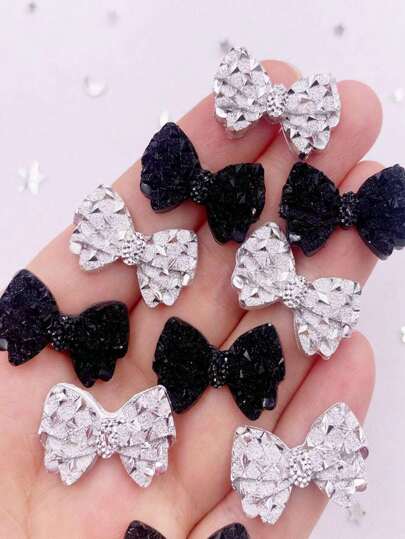 20pcs Random Mix Color Resin Shiny Butterfly With Rhinestone Decor Sticker For Diy Scrapbook, Mobile Phone Case, Decor, Earring Making And Craft Decoration Valentine's Day