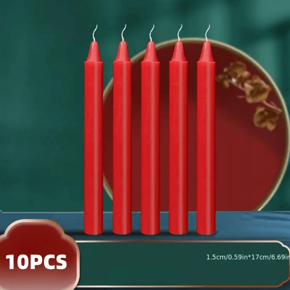 10支/紅蠟燭 - 紅色 - 查看 1