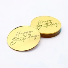 Set de 6 decoraciones redondas de acrílico con corazones pequeños y "Feliz Cumpleaños" para pasteles, suministros para fiestas, de vuelta a la escuela, Día de San Valentín