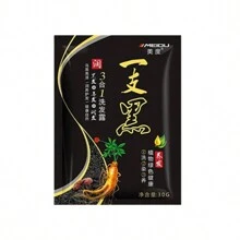 Natural Black Hair Dye Shampoo To Cover White Gray Hair With Extra Pure Vegetable Sesame Oil In A Single Pocket Wash For Travel, Home Or Trial Contains 30 Grams - Black - View 1