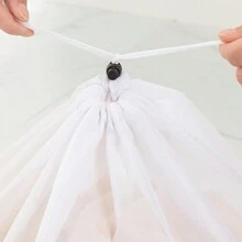 1 件中型網狀洗衣袋,附抽繩封口,可機洗和可重複使用的洗衣袋,適合宿舍、旅行、公寓、露營、露營車、工廠、重型洗衣旅行袋、門掛網狀收納袋、洗衣機洗衣袋、內衣用,衣服、毛巾、床單 - 白色 - 查看 4