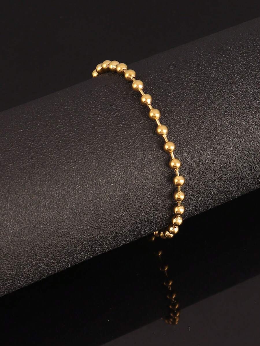 不鏽鋼手鍊珠子手鍊情侶手鍊簡約珠子手鍊,適用於女男性別珠寶禮物1件