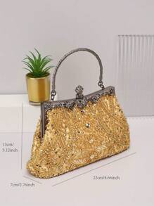 1 件手工重繡金色手持迷你晚宴包適合女士宴會、派對、酒吧、、、、婚禮女孩 - 金色 - 查看 3