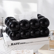 1pc Black Plastic Stylish Tissue Box Cover, Fits Any Modern Decor Home Bathroom Decor Bathroom Organizer Fall Decor - Black - View 5