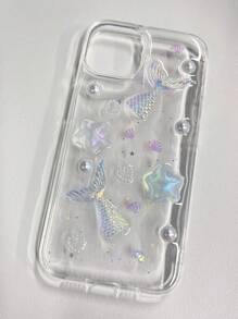 Transparent Laser Mermaid Star Design Phone Case With Drop-proof Function, Compatible With Iphone 15/13 Pro Max - Clear - View 4