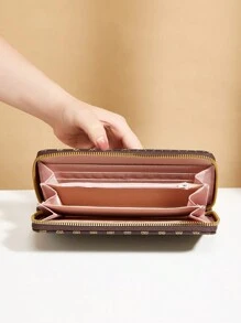 时尚印花女士钱包 钱包 长款钱包 腕带钱包 - 咖啡棕 - 查看 5