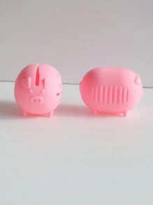 1pc Pink New Design Pig Shaped Powder Puff & Beauty Sponge Silicone Drying Rack Easy To Clean Multifunctional Makeup Tool Holder Portable - Pink - View 1