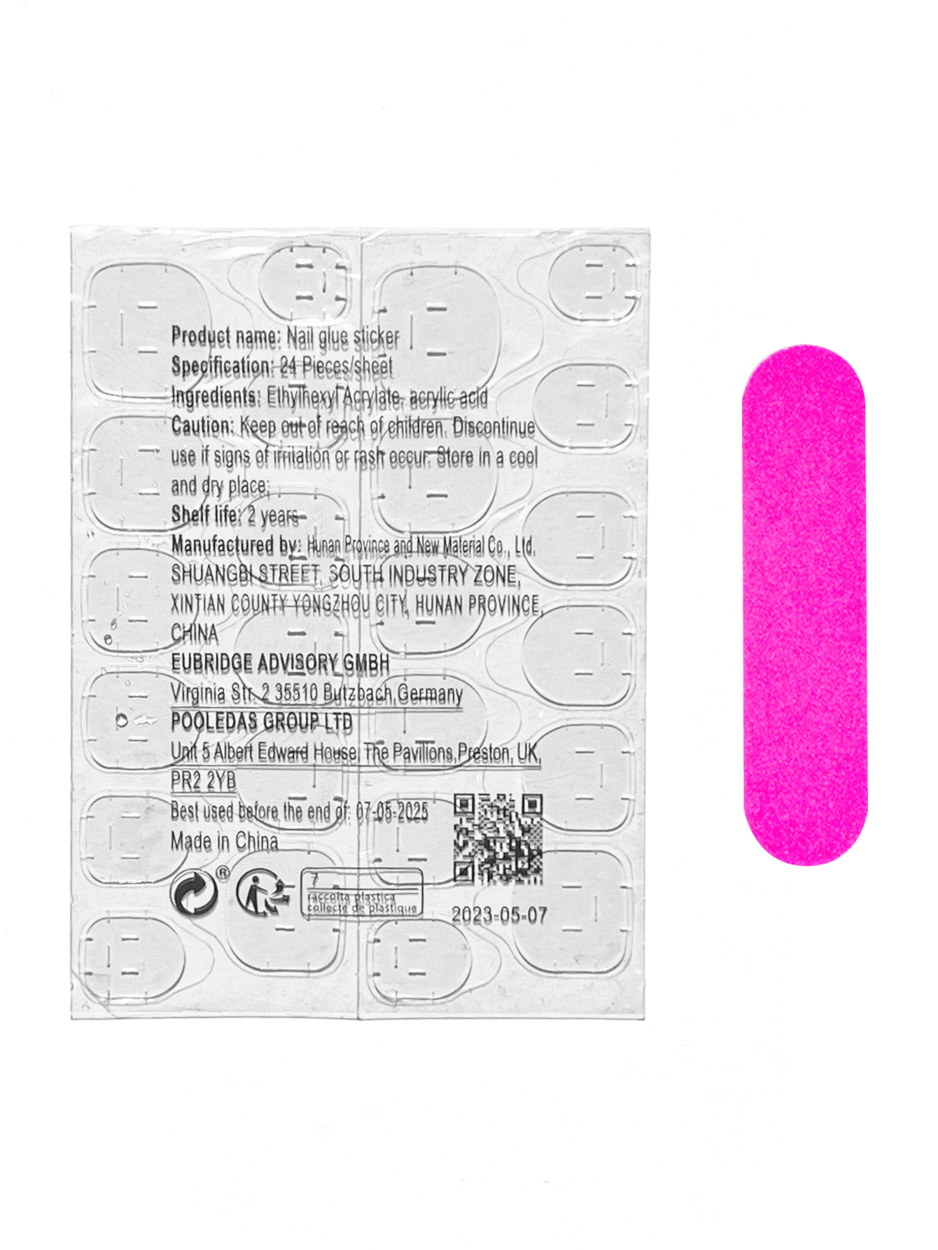 10pcs/pack Glass Coffinshape False Nails With Aurora Butterfly/white