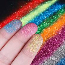 1 袋/10 克藍色美甲超細 0.1 毫米金箔粉和彩色閃光沙紋指甲粉適合 Diy 指甲裝飾 - 藍色 - 查看 5