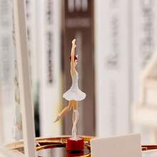 Bonita caja musical de cuerda en forma de piano con figura de bailarina. - Blanco - Ver 5