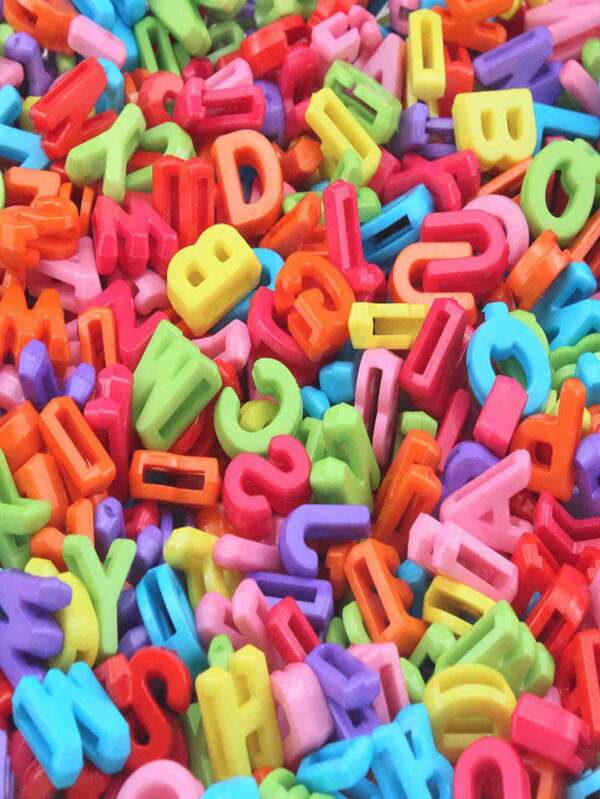 100pcs Assorted Color Flat Hole Letter Beads Mixed DIY Plastic Craft Beads For Bracelet, Necklace, Pendant, Jewelry Making