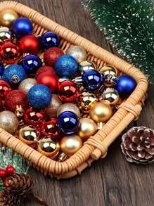 24pcs Gold 3cm Christmas Tree Decorations Set Electroplated Plastic Balls - Gold - View 2