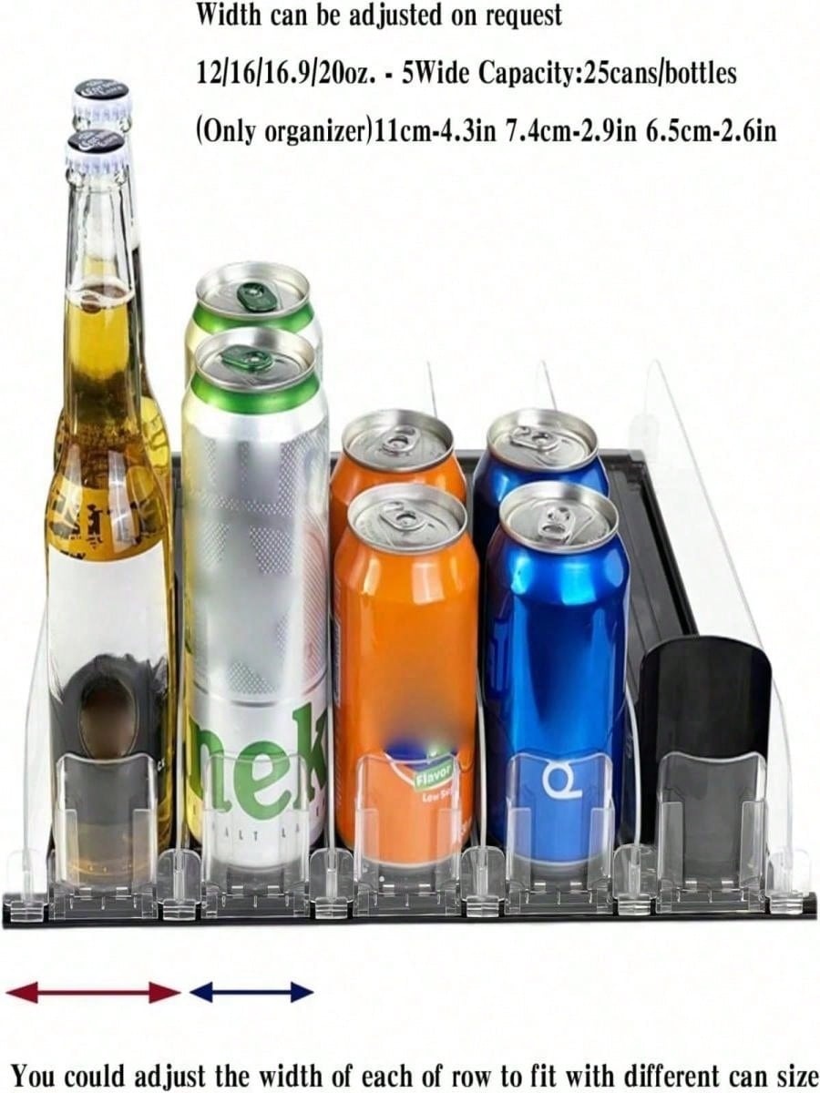 5 Rows Of 1 Set,Drink Organizer For Fridge, Refrigerator Bottle Can