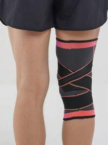 Elastic Adjustable Sports Compression Knee Pad. High Resistance - Black - View 3