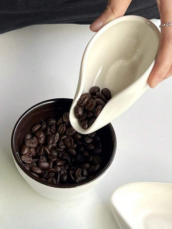 1pc/4pcs Ceramic Mini Dish, Retro & Personalized Coffee Bean Measuring Plate Christmas Gift