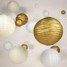 21 件裝金色白色燈籠（4 英寸至 12 英寸），聖誕紙燈籠套裝，什錦懸掛金色日本紙燈籠婚禮裝飾，可重複使用，易於組裝，新年生日嬰兒送禮會派對禮品用品 - 白色 - 查看 4