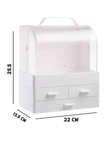 Decorative Stackable Plastic Makeup Organizers For Bathroom Vanity Countertop Cabinet, Easy Access Cosmetic Storage, 3 Drawer Unit - White - View 4