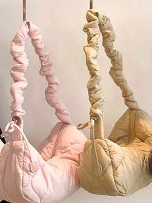 Của phụ nữ Mềm mại Xuống Mùa Đông Túi đeo chéo Túi đeo vai Túi mẹ Thai sản Cái túi Trăng lưỡi liềm Cái túi Thích hợp Cho công việc Mua sắm Cô gái Quý cô Mẹ Mẹ - Màu Khaki - Xem 1