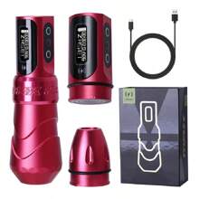 1 Juego De Kit De Tatuaje Con Máquina De Motor Integrada, Cutline Y Pluma De Batería Inalámbrica Max Tattoo - Rosa Fucsia - Ver 1