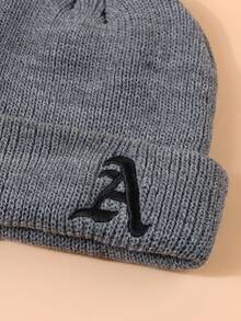 Gorro De Punto Con Letra Bordada - Gris - Ver 3