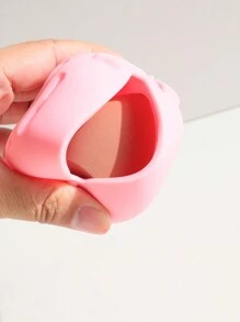 1pc Pink New Design Pig Shaped Powder Puff & Beauty Sponge Silicone Drying Rack Easy To Clean Multifunctional Makeup Tool Holder Portable - Pink - View 4