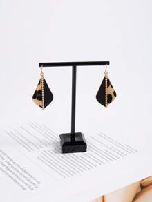 1對女性豹紋木製耳環,時尚獨特的珠寶禮物