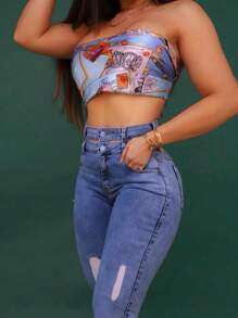 Women Jeans - 藍色 - 查看 5