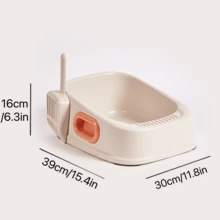 1 Set Of 2 Pieces Cat Litter Box With Handle And Sand Scoop Anti-slip - White - View 2