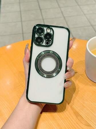 Funda Transparente Galvanizada Para Teléfono Con Decoración De Diamantes De Imitación Y Función Anticaída, Compatible Con Iphone