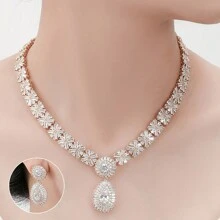 1 bộ Của phụ nữ Sang trọng Giọt nước mắt Vòng cổ mặt dây chuyền & Hoa tai Bộ Với Mạ vàng Đồng , Thích hợp Cho đám cưới , Bữa tối , Quà sinh nhật , Buổi tiệc - Màu xanh lam - Xem 2