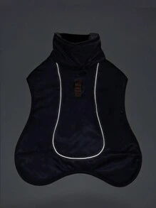 1pc Dog Winter Jacket Waterproof Windproof Warm Coats With Harness Hole Reflective Snowsuit For Cold Weather Outdoor Activities - Navy Blue - View 7