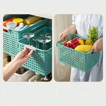 穿孔塑膠收納籃,適用於兒童玩具、廚房用品、點心、宿舍用加厚塑膠容器,鏤空設計 - 白色 - 查看 5
