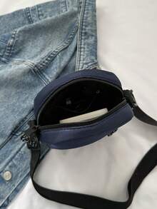 Letter Print Simple Crossbody Phone Bag - Blue - View 5