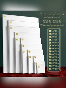 各种白色空白艺术家画布艺术板素色绘画拉伸框架画布用于油画，内部尺寸大号和小号，返校必备品，感恩节、圣诞节、生日万圣节装饰创意礼物，返校，学校用品 - 白色 - 查看 1