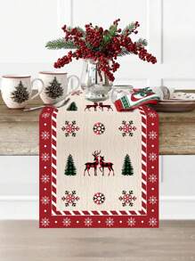 1 Miếng Giáng Sinh
 Tuần lộc Và Cây thông noel Mẫu Thiết kế Polyester Giáng sinh Khăn trải bàn , Khăn trải bàn Bàn Lá cờ Hoàn hảo Đồ trang trí Đối với Gia đình Tiệc Giáng sinh , Giáng sinh Phòng Trang trí - Nhiều màu - Xem 3