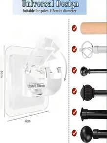 FEPK 2pcs Shower Curtain Rod Holder, Window Curtain Rod Bracket, Adjustable No Drill Shower Curtain Rod Support, Wall-Mounted Curtain Hook, Towel Rod Hook, Kitchen Bathroom Living Room Accessories Home Bathroom Decor Fall Decor Bathroom Accessories Back To School