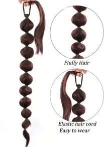 1pc Lantern Shape Bubble Ponytail Wrap Hairpiece For Braided Hairstyle Casual - Brown - View 2