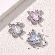 5pcs/Set Colorful Alloy Asymmetrical Shaped Starry Sky Theme Pendants For Diy Bracelet, Necklace, Earrings Accessories