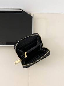 1pc Solid Color Stitched Design Short Zipper Wallet For Daily Use Date Present Card Holder Wallet Business Card Holder Credit Card Holder Women For Women Wallet Mini Wallet Purse Wallet Card Wallet