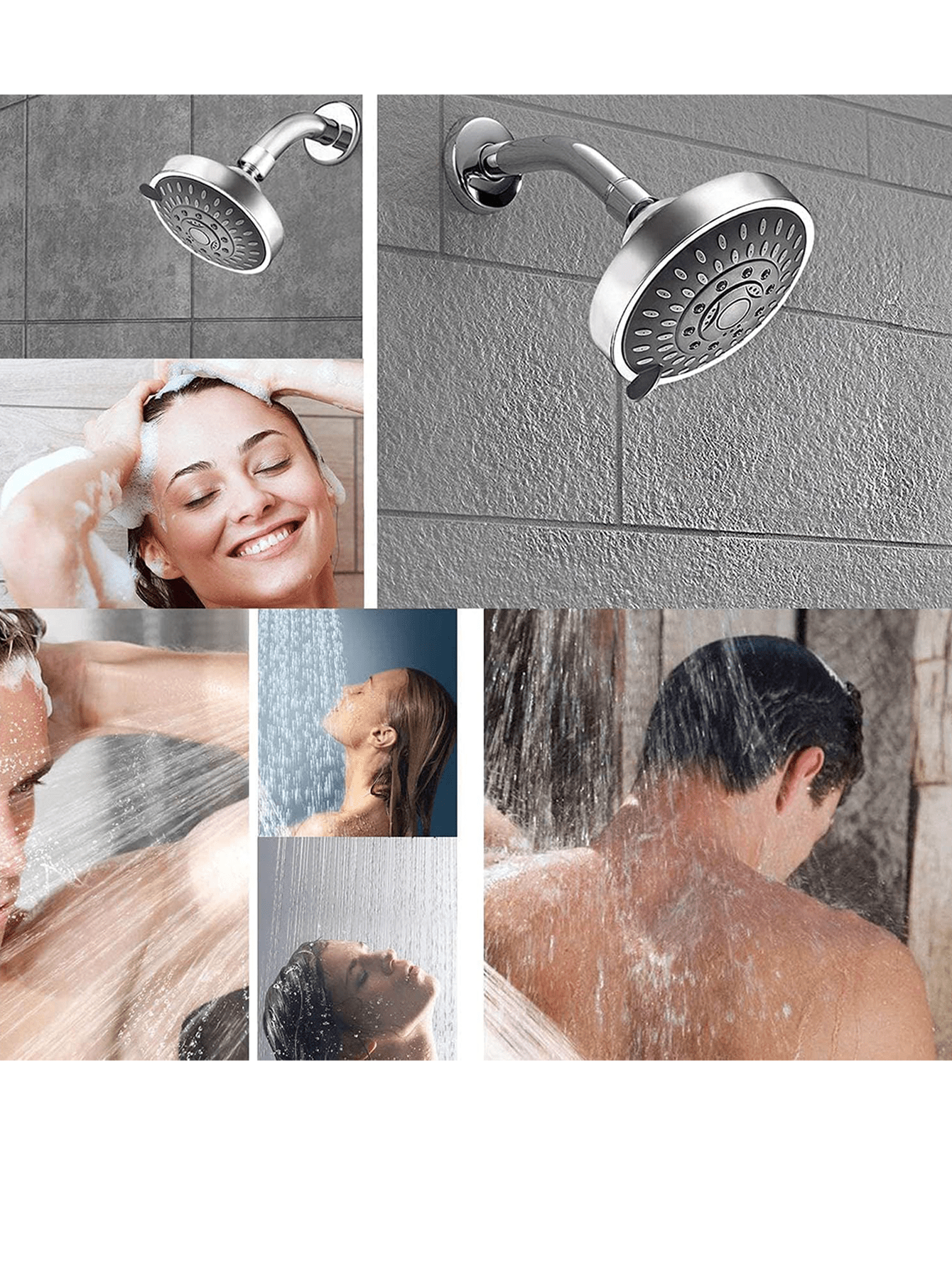 1PC Shower Head, Low And High Pressure Fixed Shower, Circular 4Inch