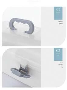 家庭防塵大容量醫藥箱急救箱收納盒多層可攜式塑料醫療箱 - 白色 - 查看 7