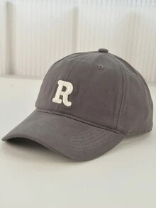 1 Pieza Gorra De Béisbol Gris Para Mujeres Con Detalle De Letra R - Gris - Ver 1